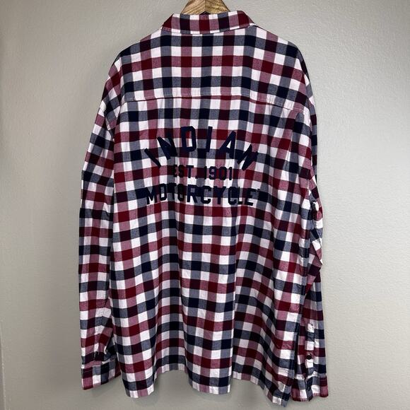Indian Motorcycle Flannel Shirt 3XL Red Plaid Authentic Excellent - Picture 8 of 16